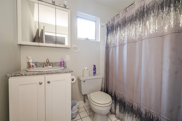 bathroom with tile patterned flooring, vanity, and toilet