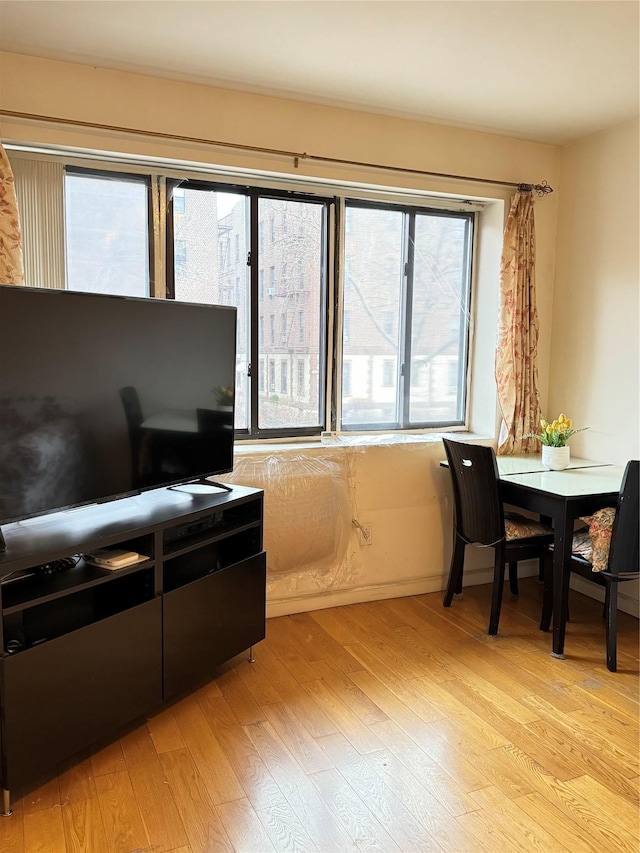 interior space with light hardwood / wood-style flooring