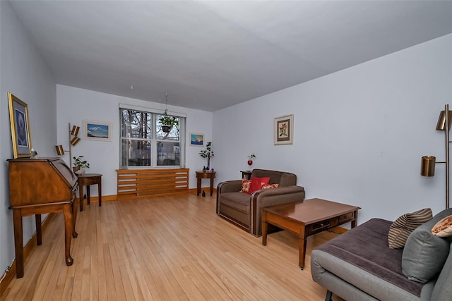 living room featuring light wood-type flooring