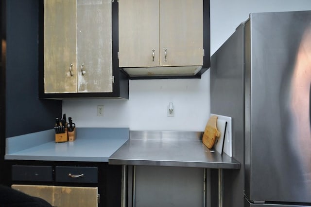 kitchen with stainless steel fridge