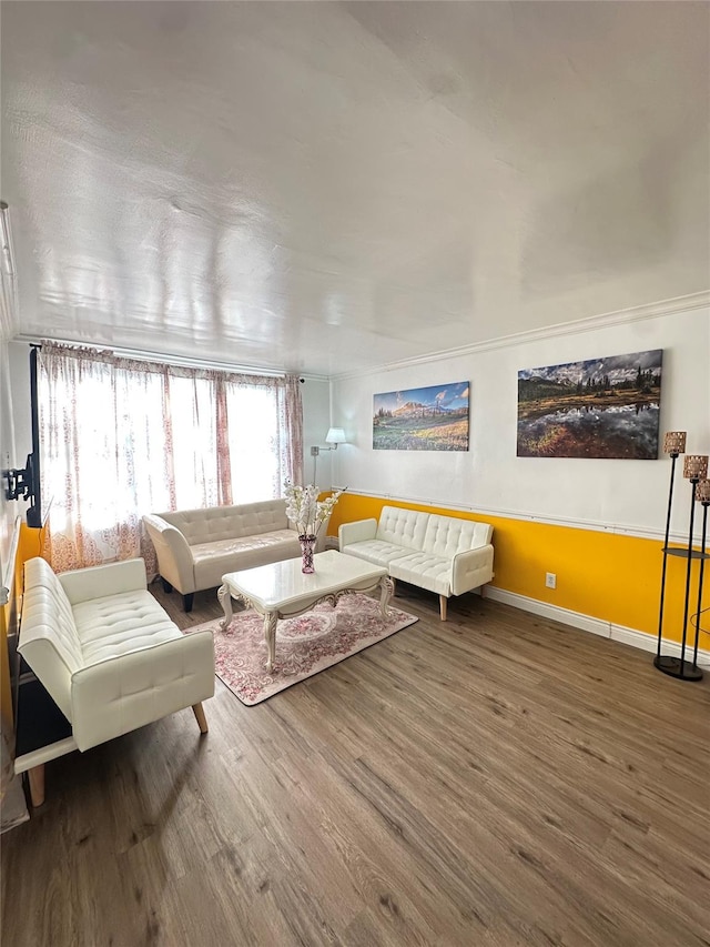 living room with hardwood / wood-style flooring