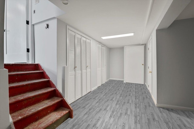 interior space with light hardwood / wood-style floors