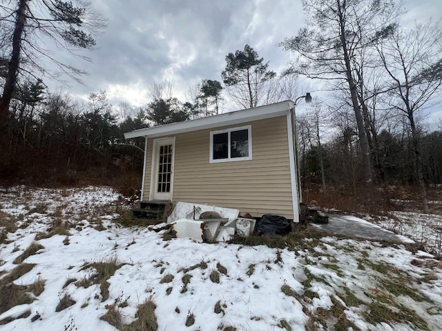 view of snowy exterior