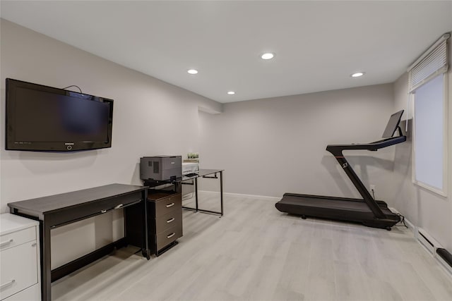 office area featuring light hardwood / wood-style flooring