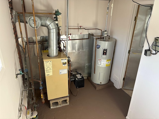 utility room with electric water heater