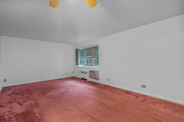 144-55Melbourne Ave 2F, Flushing, NY 11367 - carpeted empty room with radiator, an AC wall unit, and a ceiling fan