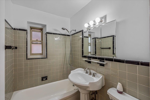 144-55Melbourne Ave 2F, Flushing, NY 11367 - bathroom with tub / shower combination and tile walls