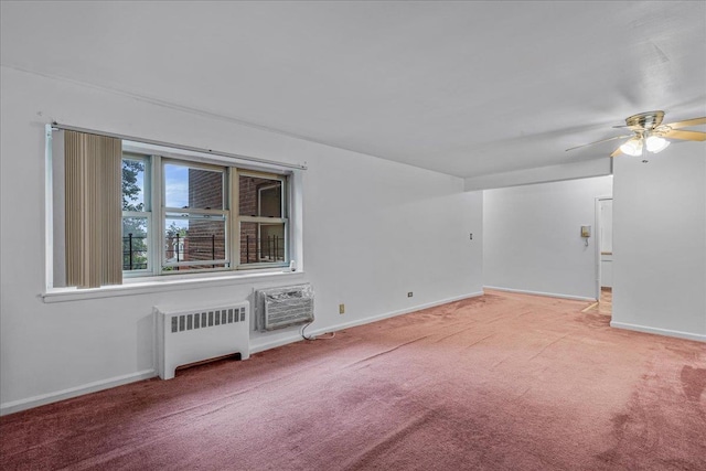 144-55Melbourne Ave 2F, Flushing, NY 11367 - carpeted spare room featuring radiator, a wall unit AC, and ceiling fan