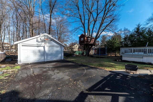 garage featuring a trampoline