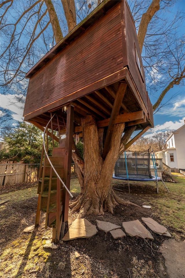 exterior space with a trampoline