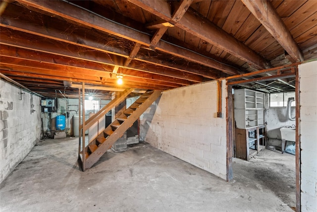 basement with sink