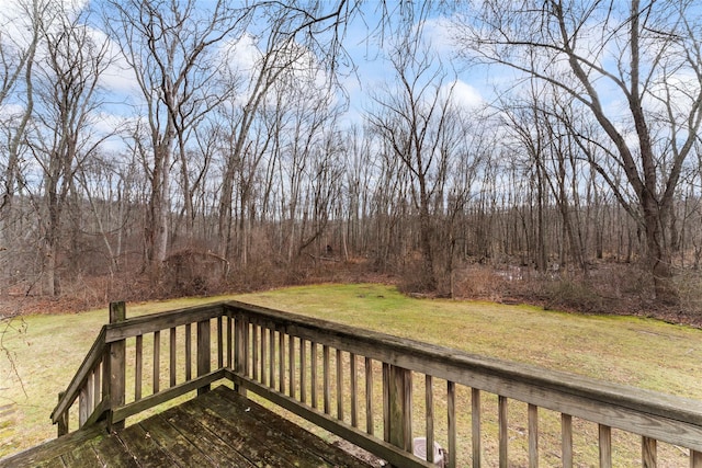 wooden deck featuring a lawn