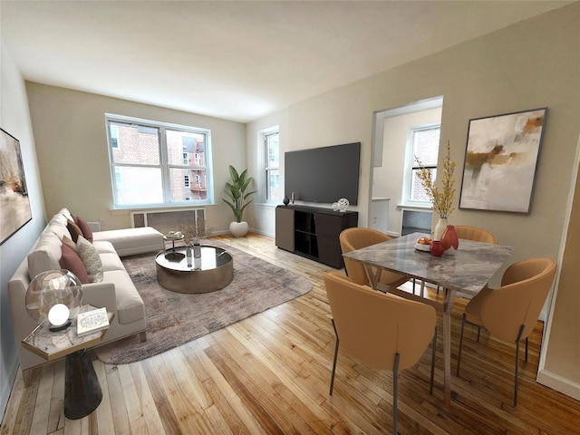 living room with light hardwood / wood-style floors