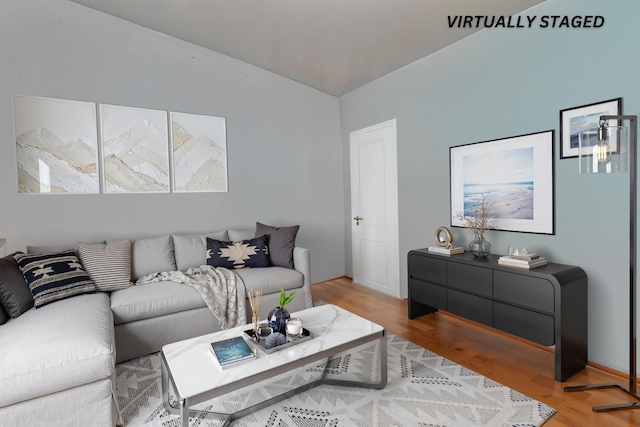 living room with hardwood / wood-style floors