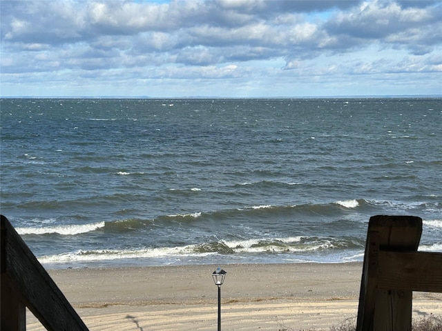 view of water feature with a view of the beach