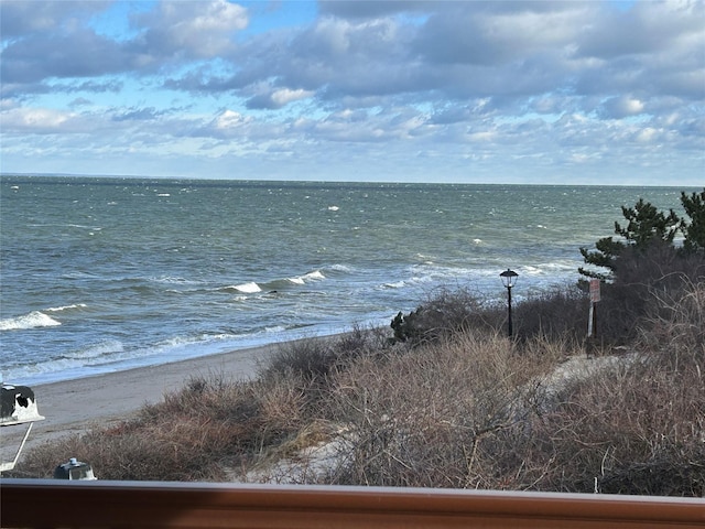 view of water feature featuring a view of the beach