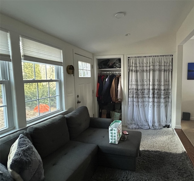 living room with carpet floors