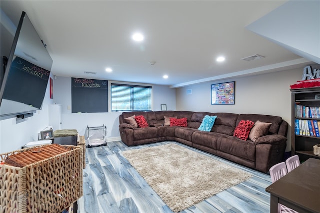 living room featuring light hardwood / wood-style flooring