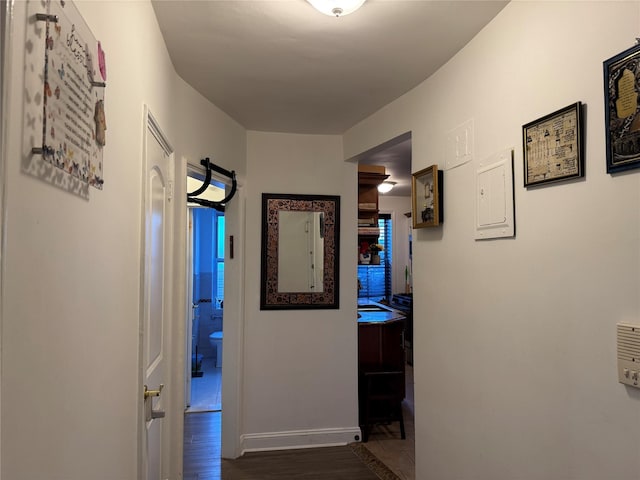 hall featuring dark hardwood / wood-style floors