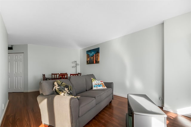 living room featuring dark hardwood / wood-style flooring