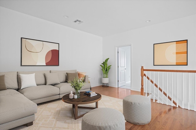 living room featuring light wood-type flooring