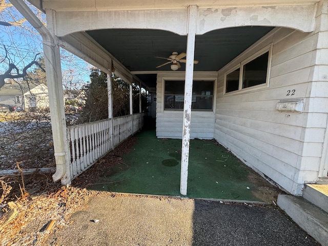 view of patio with ceiling fan