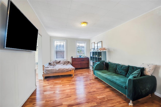 bedroom with hardwood / wood-style floors