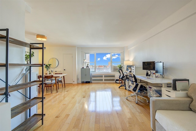 office area featuring light hardwood / wood-style flooring