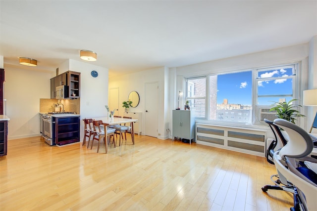 office space with light hardwood / wood-style floors