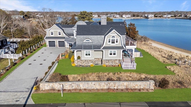 bird's eye view featuring a water view