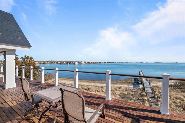 wooden terrace with a water view