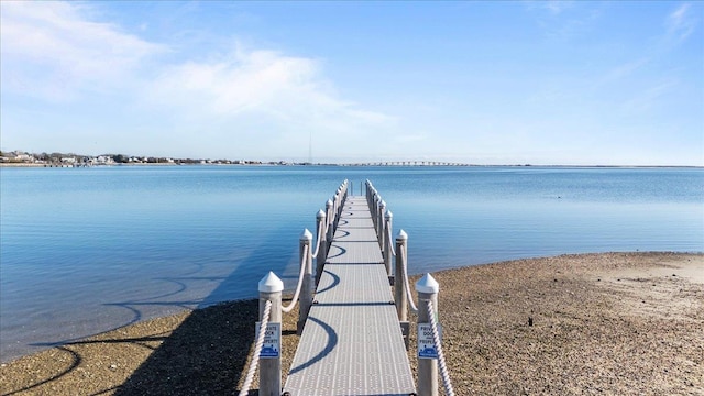 view of dock featuring a water view