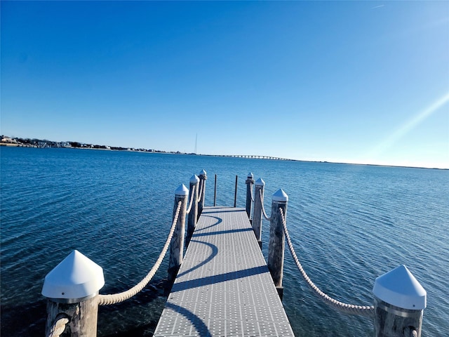 view of dock featuring a water view