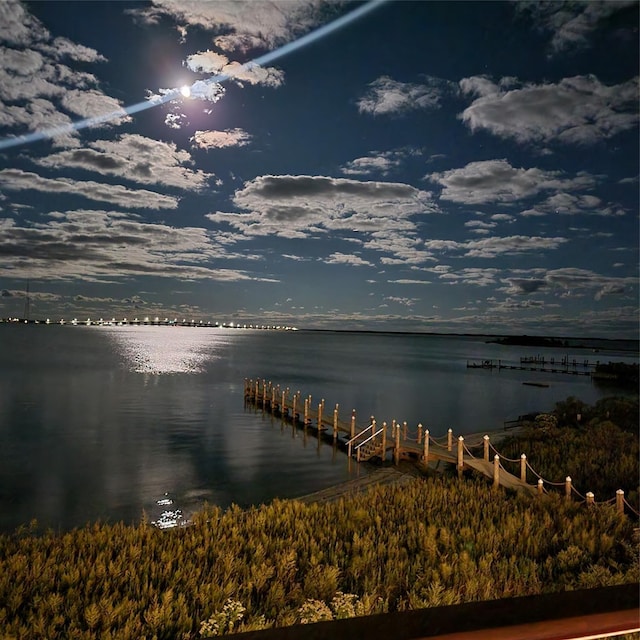 property view of water featuring a dock