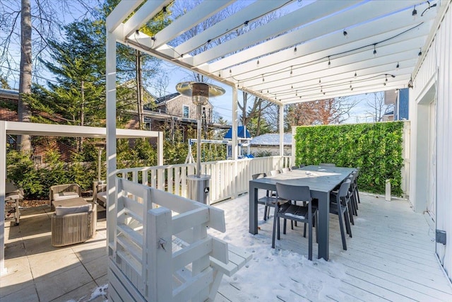 view of patio with a pergola and a wooden deck