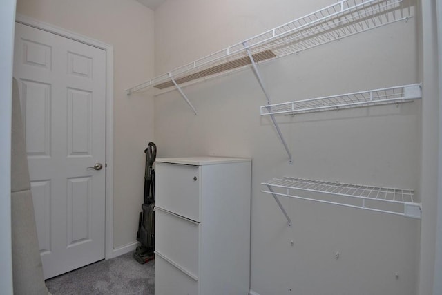 laundry area featuring light colored carpet