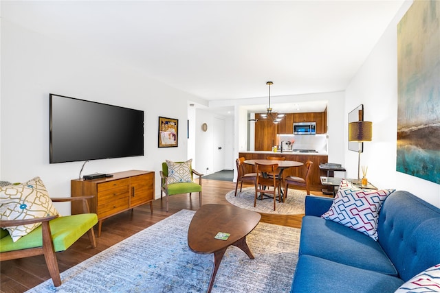 living room featuring dark hardwood / wood-style floors