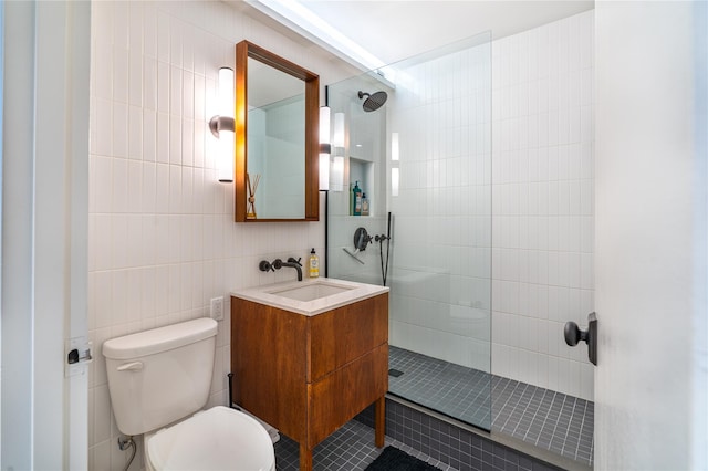 110 W 90th St Unit 1N, New York Manhattan, NY 10024 - full bath with a walk in shower, vanity, tile walls, and toilet