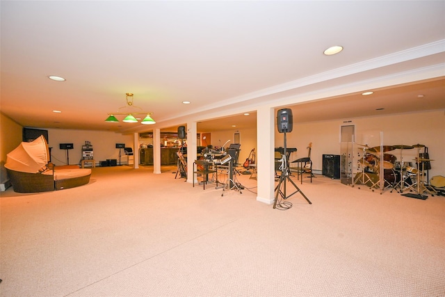 interior space with ornamental molding