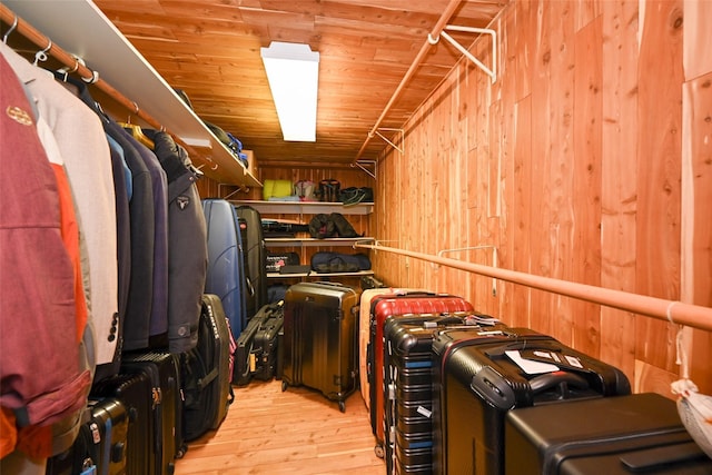 spacious closet with light wood-type flooring