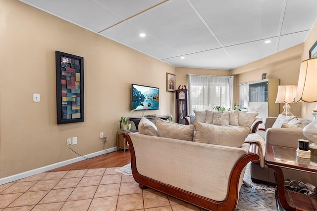 view of tiled living room