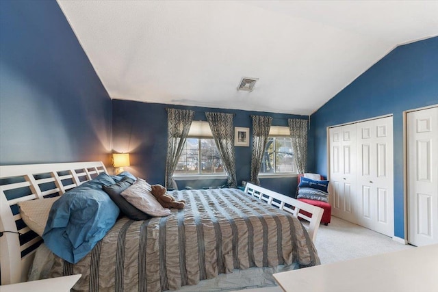 202 Essex Ct, Brewster, NY 10509 - carpeted bedroom featuring lofted ceiling