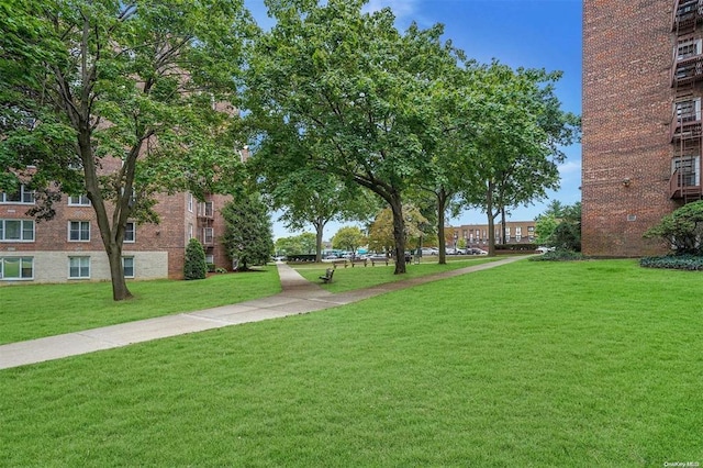 view of community featuring a yard