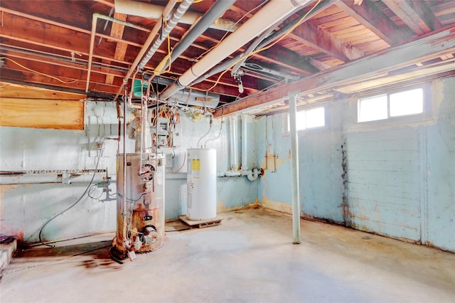 basement with water heater