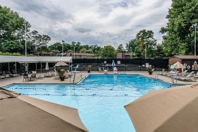 view of pool with a patio