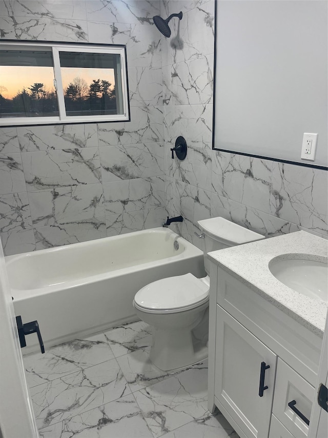 full bathroom with vanity, toilet, and shower / bath combination