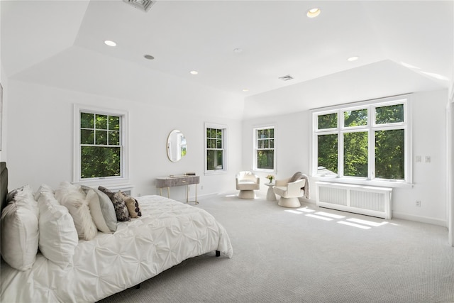 109 Argyll Ave, New Rochelle, NY 10804 - bedroom featuring radiator, carpet flooring, recessed lighting, and lofted ceiling