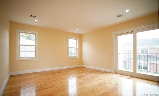 empty room with light wood-type flooring and a healthy amount of sunlight