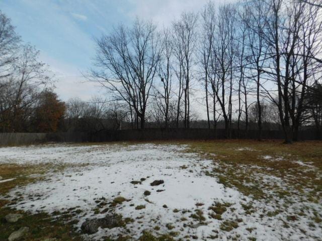 view of yard layered in snow