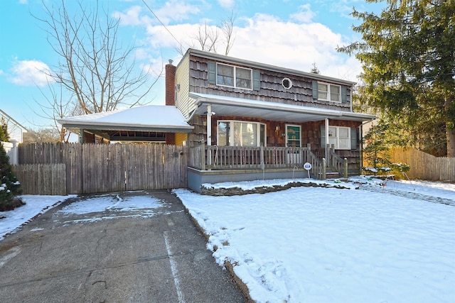 view of front property featuring covered porch